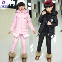 儿童加厚卫衣三件套2016新款冬装5-8-10-12岁女童运动套装韩版潮