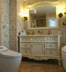 欧式浴室柜橡木仿古浴室柜卫浴柜实木洗手盆美式镜柜落地台盆组合