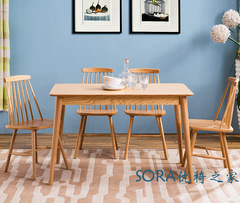 水曲柳原木色成套餐桌椅LOFT公寓宜家清新设计师韩式实木餐厅家具