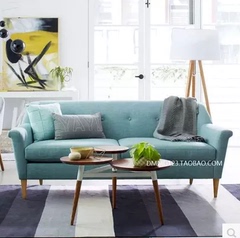 北欧宜家欧式客厅简约沙发实木拉扣时尚布艺现代休闲双人三人沙发