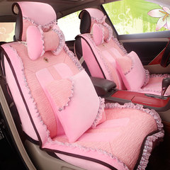 秋冬季可爱女士蕾丝汽车坐垫粉色毛绒车垫现代ix25日产骐达H6座垫