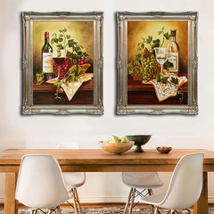 纯手绘餐厅油画竖版静物水果玄关过道走廊挂画欧式背景墙装饰画