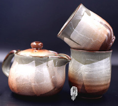 日本进口茶具陶瓷茶壶茶杯 日式九谷烧银彩手工茶壶茶具套装