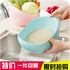 厨房用品洗菜篮子沥水篮淘米器洗米筛淘米盆洗水果盆洗菜盆塑料蓝