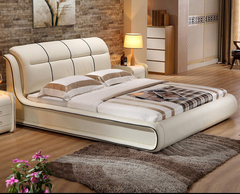 皮床 双人床 1.8米皮床皮艺床时尚现代简约婚床软床