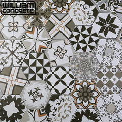 威廉建材北欧风格仿古砖多边形六角砖白色手绘砖玄关艺术砖