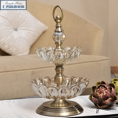 欧式美式玻璃果盘创意现代客厅家用干果盘糖果零食盘装饰茶几摆件
