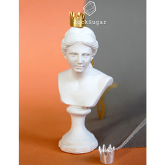 希腊设计师女王小皇冠925银镀金磨砂保色锁骨项链女
