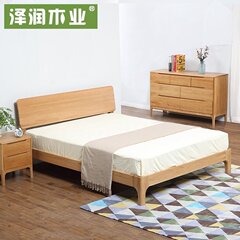 泽润大床1.5米原木 北欧带插座日式家具 1.8米双人床纯实木床现货