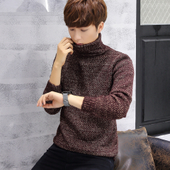 秋冬季男士高领毛衣韩版修身线衫学生保暖针织衫加厚套头粗毛线衫