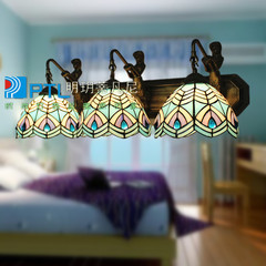 欧美式3头美人鱼壁灯 客厅卧室灯镜前灯具地中海现代凤尾珠玻璃灯