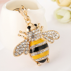 韩国创意礼品精美水钻可爱小蜜蜂汽车钥匙扣女包包挂件钥匙链饰品