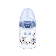 NUK宽口径150ml彩色PP奶瓶防胀气带1号中圆孔0-6个月硅胶奶嘴