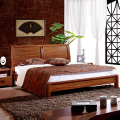 朗然居 实木中式床 简约现代床 1.5米1.8米气动高箱储物双人床