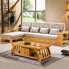 实木沙发组合贵妃现代中式客厅小户型榉木橡木转角特价沙发床810