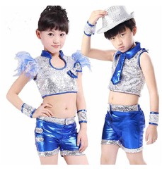 2015儿童演出服装男女童亮片爵士舞街舞套装幼儿舞蹈服舞台表演服