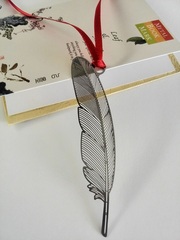 【银色羽毛】创意和风银色不锈钢书签金属礼品商务定制书签