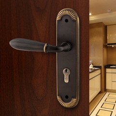 汉顿高档纯铜门锁室内门锁把手锁木门锁纯铜门锁面板锁纯铜执手锁