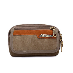AERLIS/艾尔丽思帆布5.7寸手机包运动手腕包复古拼接可穿皮带腰包