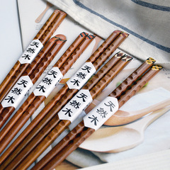 创意日式原木筷子情侣家用竹筷子天然无漆无蜡家庭装日式和风