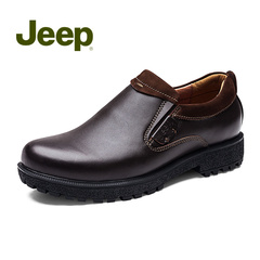 Jeep吉普男鞋新款 舒适尖头休闲鞋 牛皮低帮平底男皮鞋JP453
