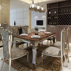 蒂御轩 大理石餐桌椅组合长方形餐台现代简约饭桌 不锈钢餐桌