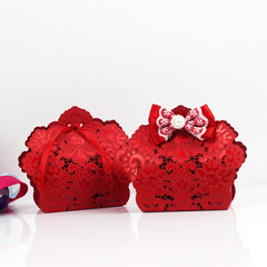 新款镂空蕾丝 个性创意 喜糖盒红色 婚庆糖盒 欧式韩版