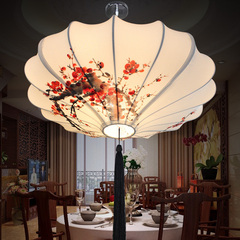 中式创意手绘布艺灯笼吊灯会所茶楼文化艺术灯饰餐馆酒店文化灯具