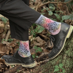 秋冬季袜子男设计师定制款男袜男士纯棉中筒袜潮流长袜个性花袜子
