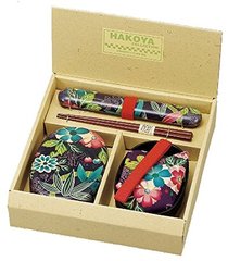 日本制HAKOYA便当盒 京友禅紫 布包可微波炉樱花饭盒和风餐盒直邮