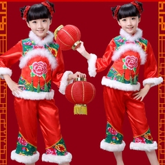 圣诞儿童演出服装女童民族舞秧歌舞表演服幼儿喜庆开门红舞蹈衣服