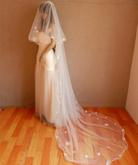 【涵妃娅】新款新娘结婚头纱 三米花瓣浪漫 荷叶卷边长款头纱