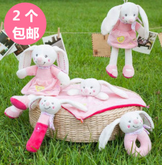 婴儿安抚玩偶BB棒摇铃可爱粉色系童萌陪伴兔系列