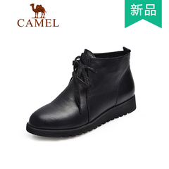 Camel骆驼女靴 正品2014秋季新款女鞋坡跟真皮休闲短靴子A1153013