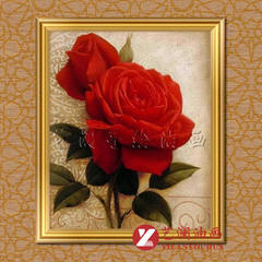 古典花卉手工油画 情人节礼物红玫瑰客厅卧室家居装饰壁挂画GH105