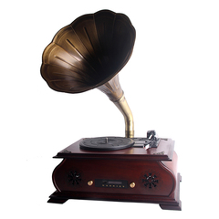 欧式英伦老式仿古复古派拉蒙留声机 实木大喇叭黑胶唱片机电唱机