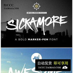 Sickamore Bold Marker Font装饰元素设计素材源文件模板