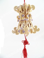 正品四联灯笼花开富贵 中国传统工艺品 自制灯笼 3D立体木制拼装