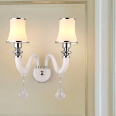 北欧宜家壁灯 现代简约创意客厅卧室书房白色玻璃灯罩地中海壁灯