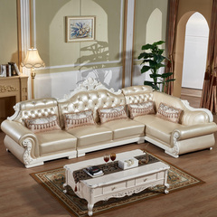 小米福欧式真皮沙发组合进口头层牛皮小户型客厅家具转角简欧沙发