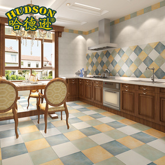 哈德逊 蓝色地中海瓷片厨房防滑地板砖卫生间仿古砖 厨卫浴室瓷砖