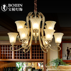 全铜美式客厅吊灯双层欧式卧室餐厅书房铜灯简约复古高档奢华灯具