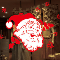 特大可移除圣诞节日店铺橱窗玻璃门装饰圣诞老头老人贴纸静电贴画