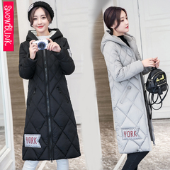棉衣女中长款修身2016冬季新款韩版学生大码连帽加厚棉袄韩国外套