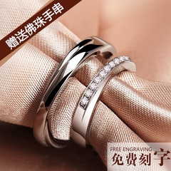 戒指男情侣戒指一对学生韩版创意银戒指对戒女开口可刻字银 饰品