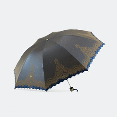 三折加大加固便携太阳伞遮阳伞 直径1米 黑胶超强防晒防紫外线50 