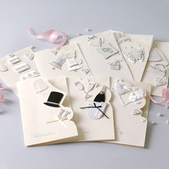 DREAMDAY创意白色立体新婚卡片送新人结婚婚礼祝福贺卡WISH-1508