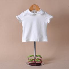 夏款0-1-2-3-4岁女童女宝宝打底衫翻领纯棉短袖T恤婴儿上衣儿童