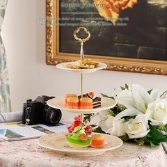 欧式高档陶瓷三层水果盘子篮客厅蛋糕架下午茶点心盘现代生日礼品