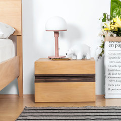 及木家具 北欧原木简约 日式榉木 白橡 黑胡桃 实木床头柜CG006